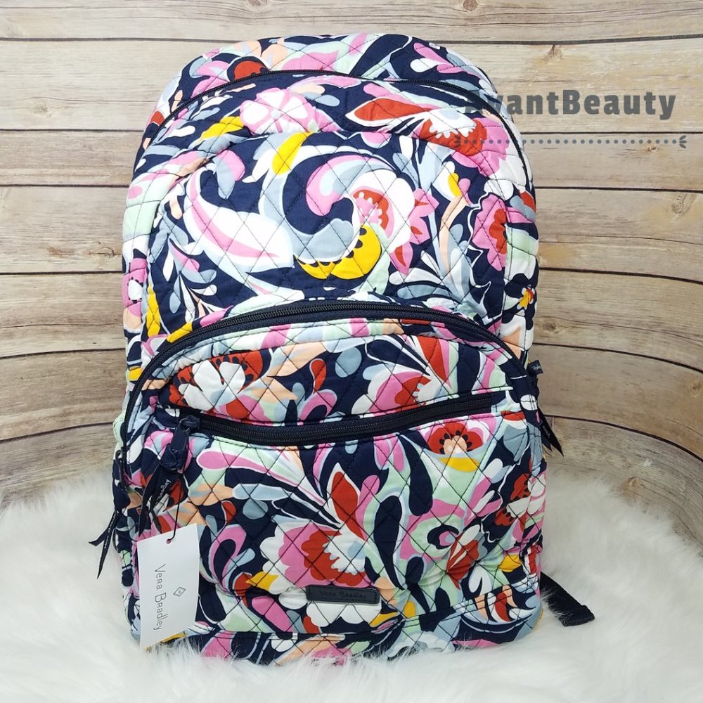 Vera Bradley Essential Backpack Mod Paisley Multicolor Pink Black Christmas